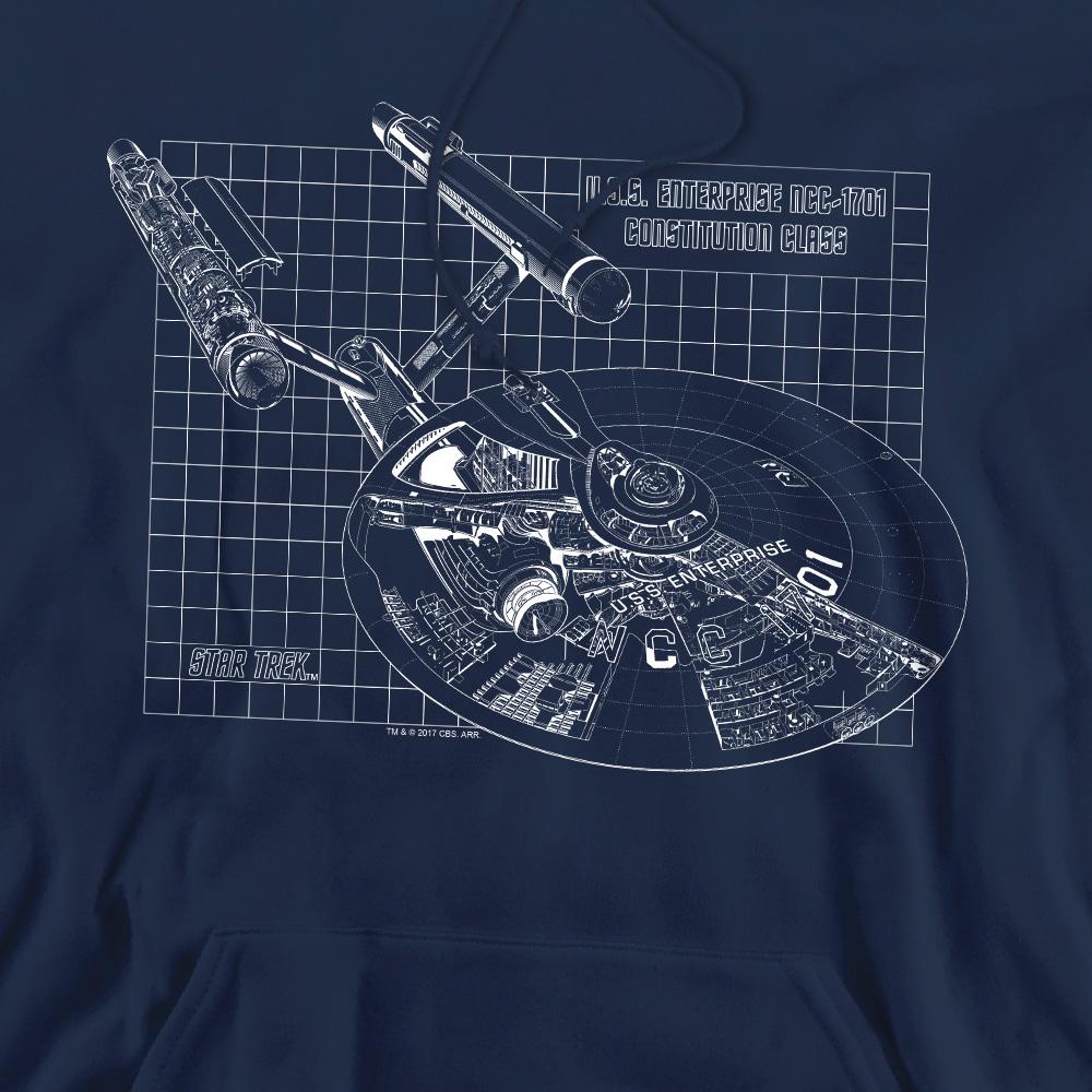 Navy - Pack Shot - Star Trek Mens Enterprise Print Hoodie