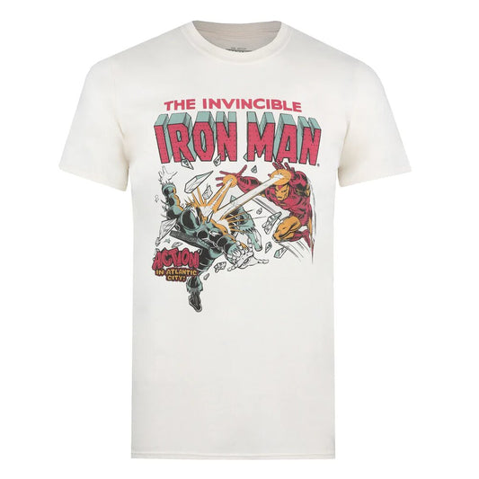 Natural - Front - Iron Man Mens Blast T-Shirt