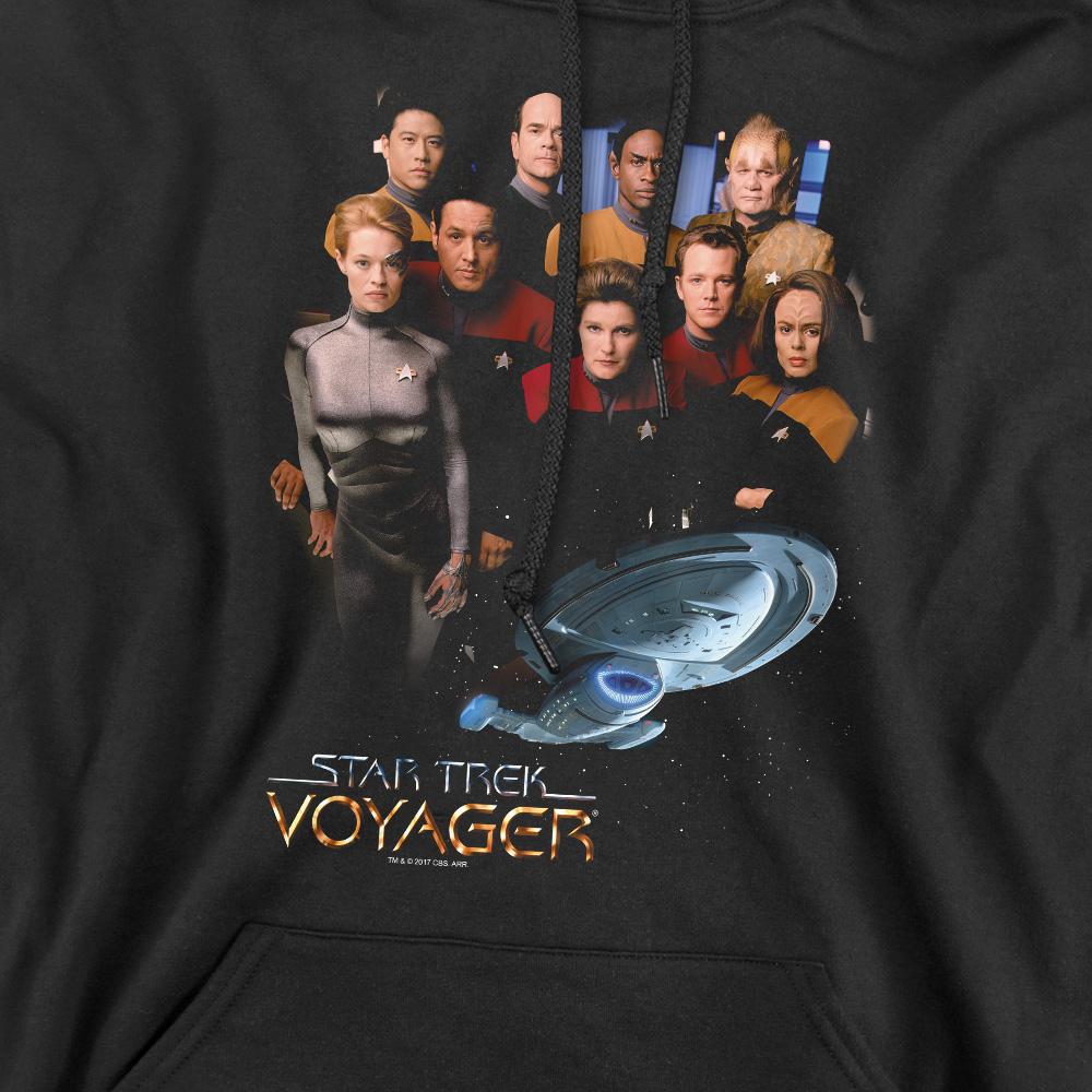 Black - Pack Shot - Star Trek Mens Voyager Crew Hoodie