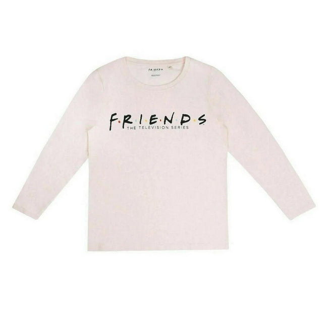 Pink-Grey-Black - Back - Friends Womens-Ladies Logo Long-Sleeved Long Pyjama Set