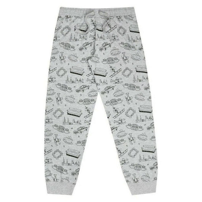 Pink-Grey-Black - Pack Shot - Friends Womens-Ladies Logo Long-Sleeved Long Pyjama Set