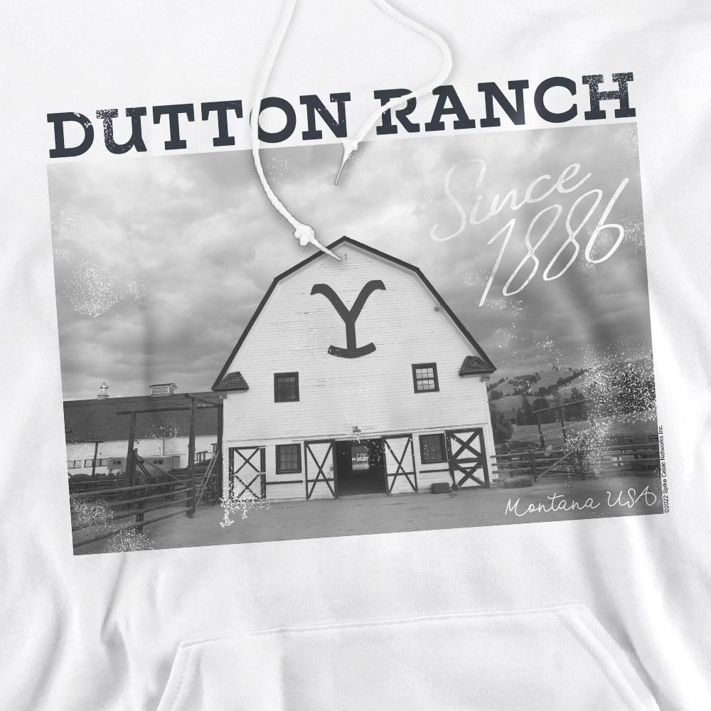 White - Pack Shot - Yellowstone Mens Dutton Barn Hoodie