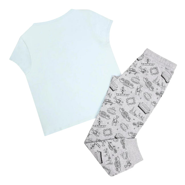 Blue-Grey - Back - Friends Womens-Ladies Logo Pyjama Set