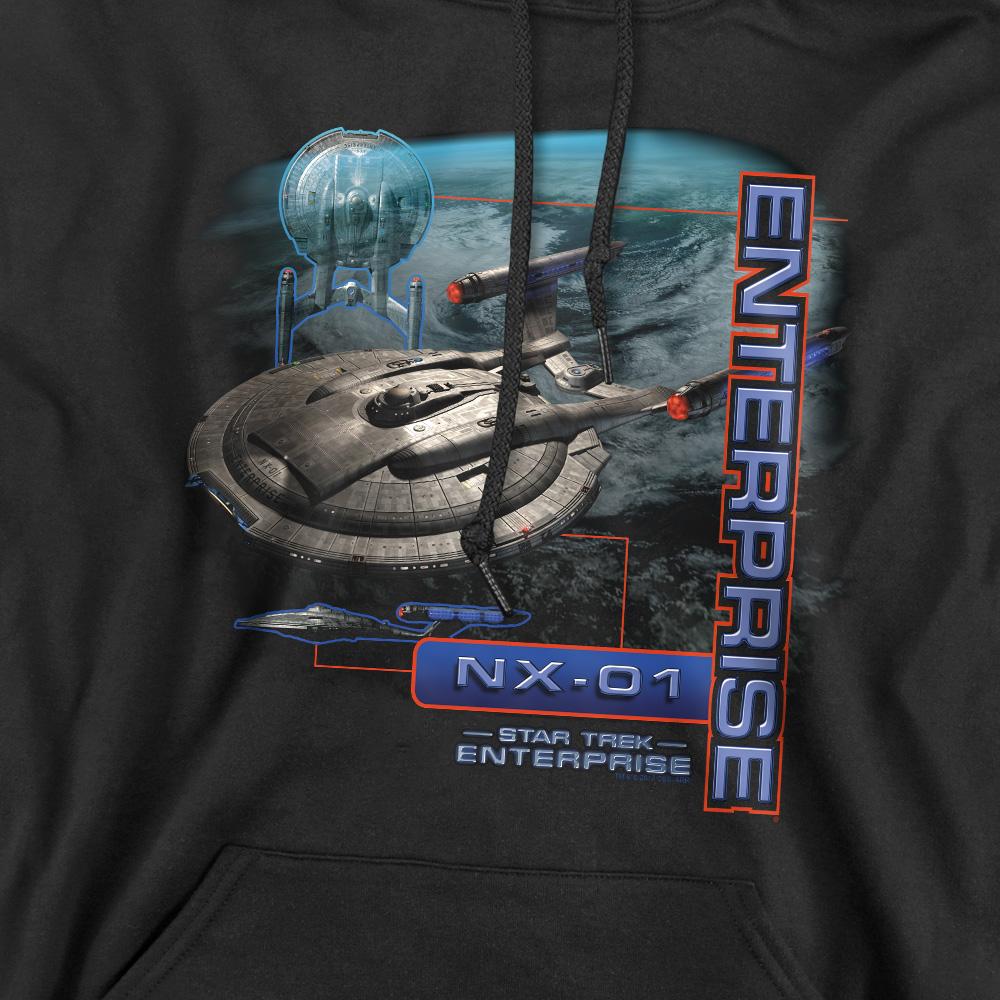 Black - Pack Shot - Star Trek Mens Enterprise NX 01 Hoodie