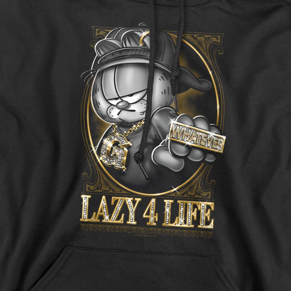 Black - Pack Shot - Garfield Mens Lazy 4 Life Hoodie