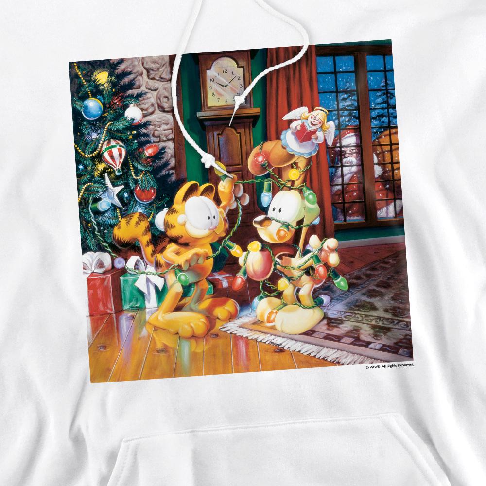 White - Pack Shot - Garfield Mens Odie Tree Hoodie