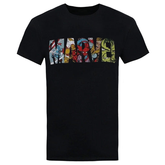 Black - Front - Marvel Mens Comic Strip Logo T-Shirt