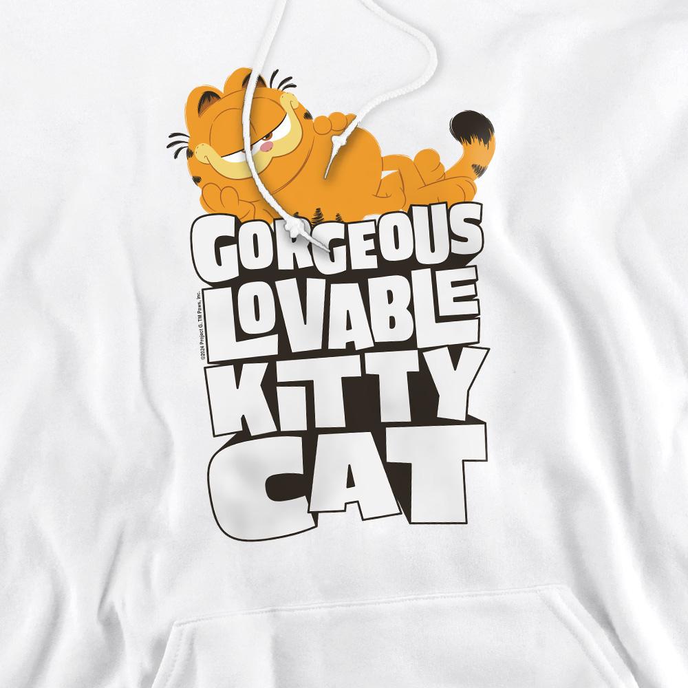 White - Pack Shot - Garfield Movie Mens Lovable Kitty Cat Hoodie