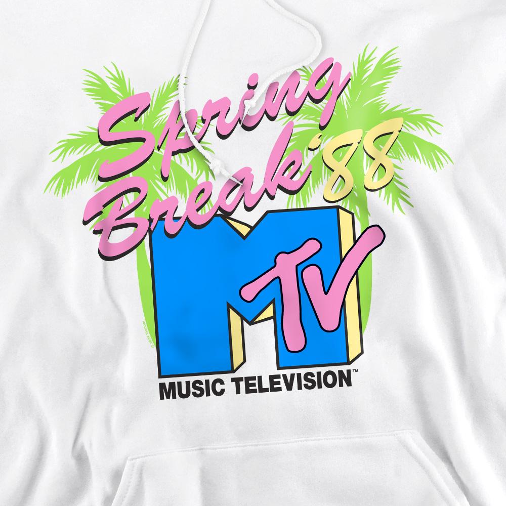 White - Pack Shot - MTV Mens Spring Break Neon Palm Trees Hoodie