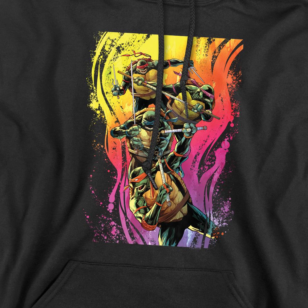 Black - Pack Shot - Teenage Mutant Ninja Turtles Mens Hot Rainbow Warriors Hoodie