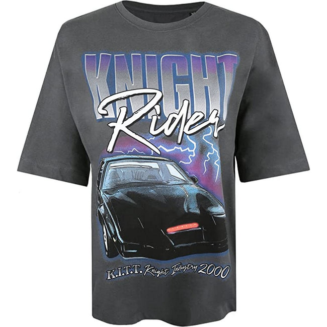 Dark Charcoal - Front - Knight Rider Womens-Ladies K.I.T.T 2000 Oversized T-Shirt