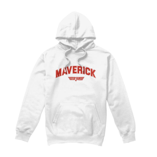 White - Front - Top Gun Mens Maverick Varsity Hoodie