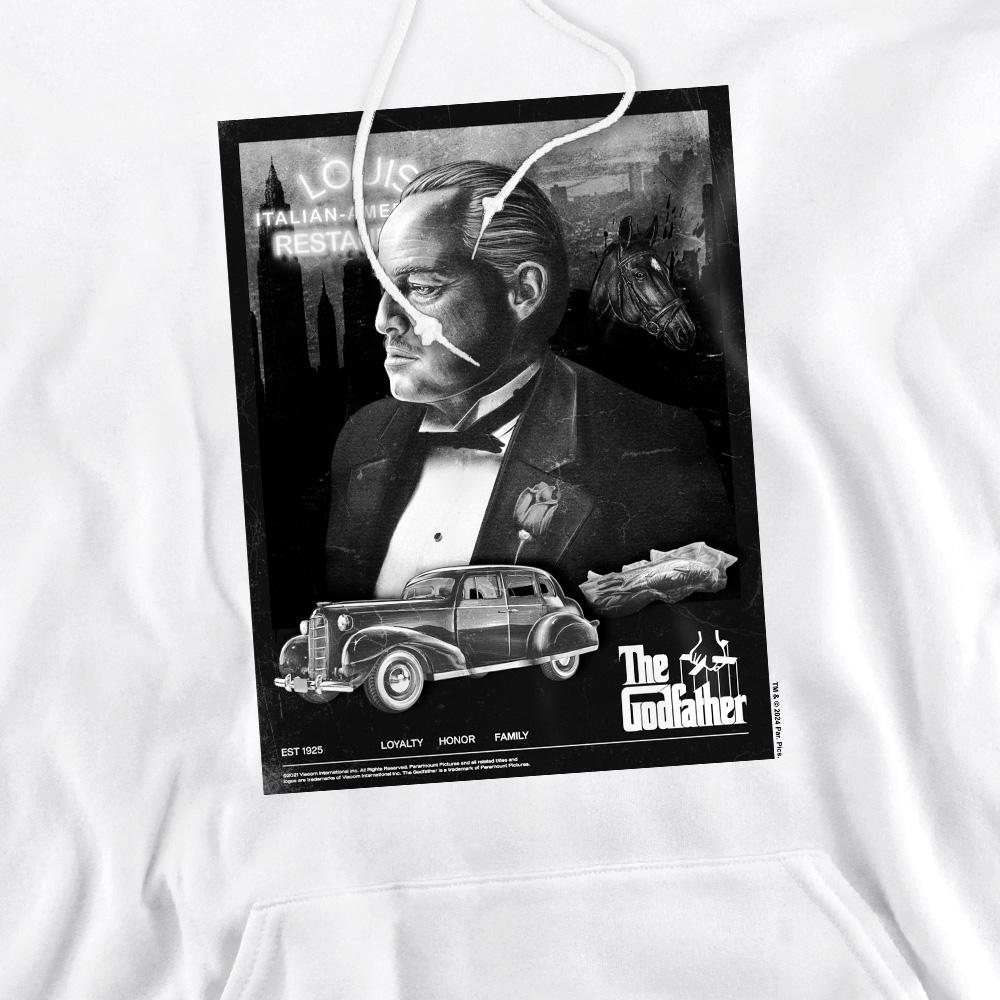 White - Pack Shot - The Godfather Mens Don Vito Corleone Poster Hoodie
