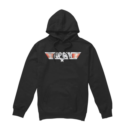Black - Front - Top Gun Mens Logo Hoodie