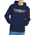 Navy - Side - Top Gun Mens Distressed Logo Hoodie