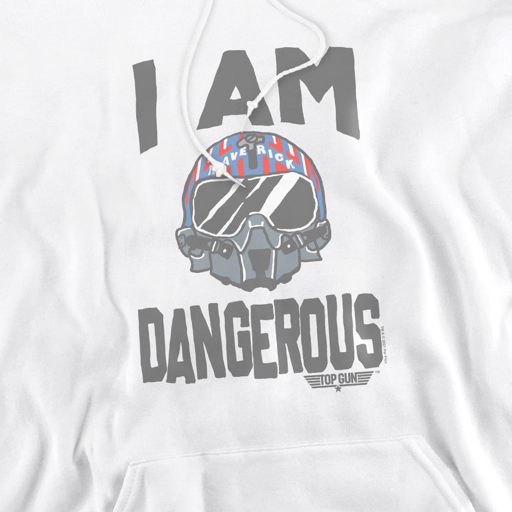 White - Pack Shot - Top Gun Mens I Am Dangerous Hoodie