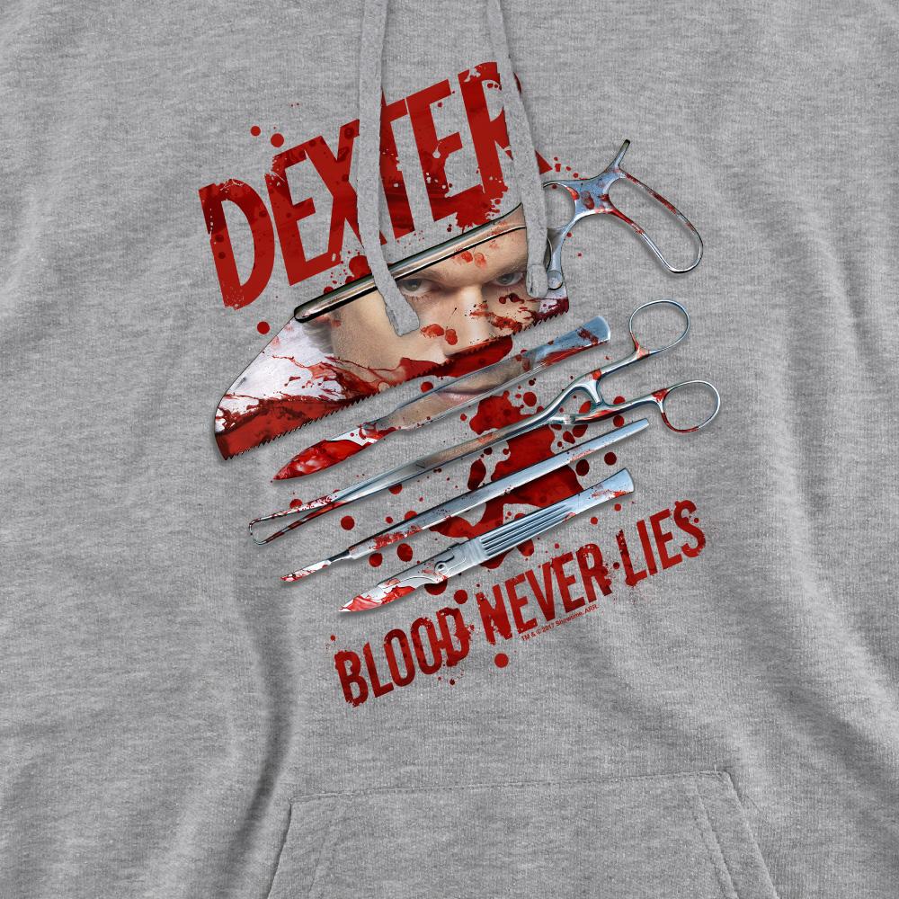 Sport Heather - Pack Shot - Dexter Mens Blood Never Lies Hoodie