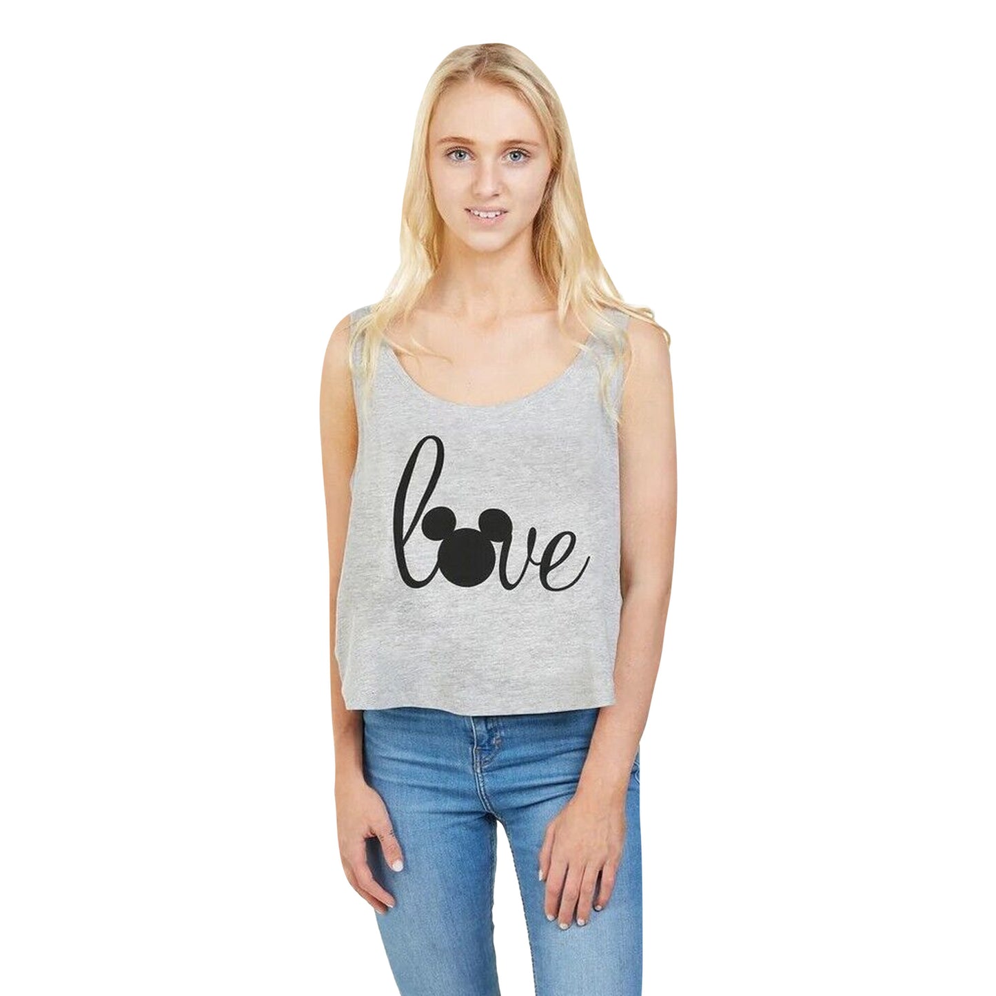 Heather Grey - Lifestyle - Disney Womens-Ladies Mickey Mouse Love Vest Top