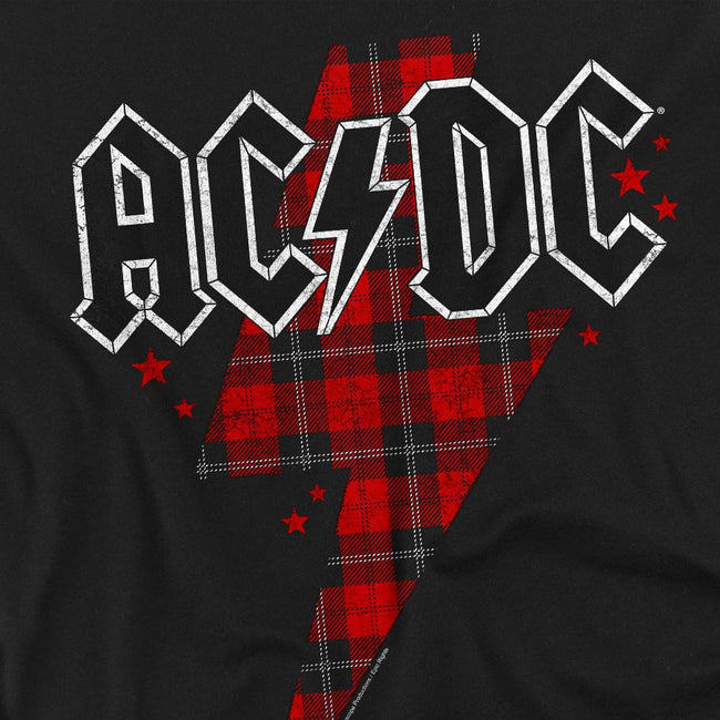 Black - Side - AC-DC Unisex Adult Plaid Bolt T-Shirt