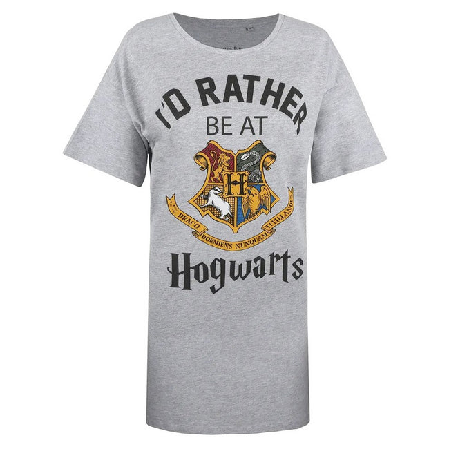 Sports Grey - Front - Harry Potter Womens-Ladies I´d Rather Be At Hogwarts Nightie