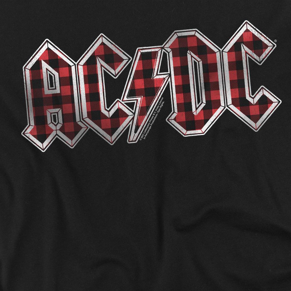 Black - Side - AC-DC Unisex Adult Plaid Logo T-Shirt