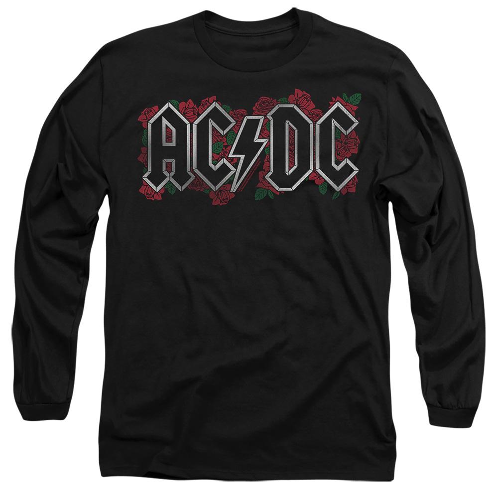 Black - Side - AC-DC Unisex Adult Roses Logo T-Shirt