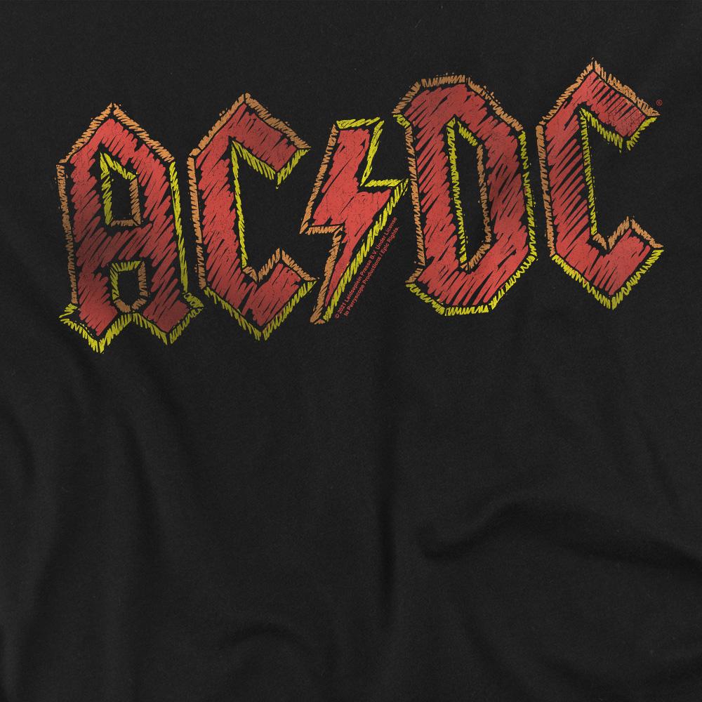Black - Side - AC-DC Unisex Adult Hand Drawn Logo T-Shirt
