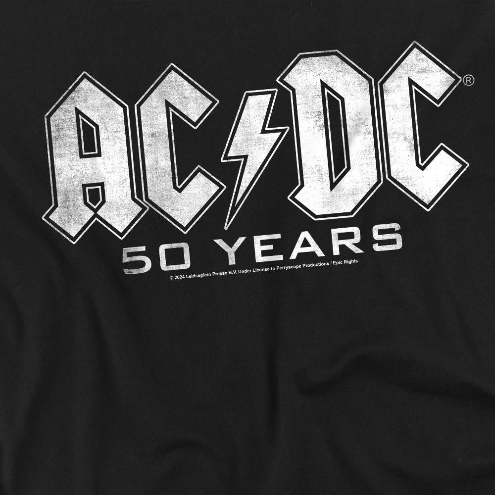Black - Side - AC-DC Unisex Adult 50 Years Logo T-Shirt