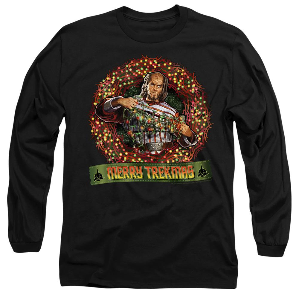 Black - Side - Star Trek Unisex Adult Merry Trekmas Christmas T-Shirt