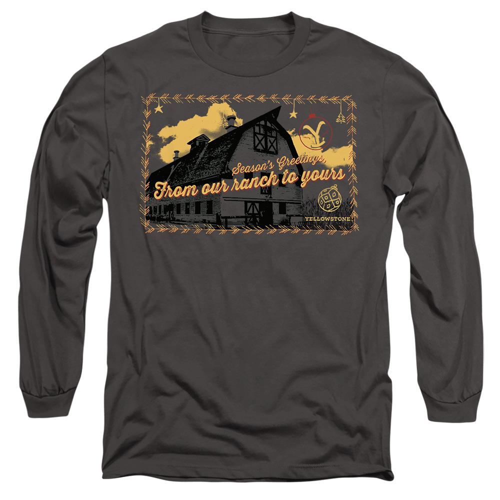 Charcoal - Side - Yellowstone Unisex Adult Seasons Greetings From The Yellowstone Christmas T-Shirt