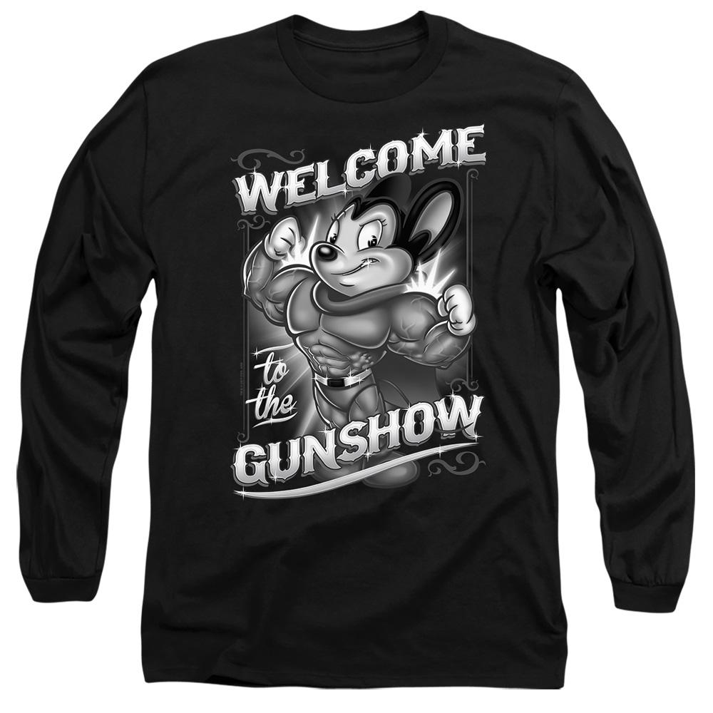 Black - Side - Mighty Mouse Unisex Adult Mighty Gunshow T-Shirt