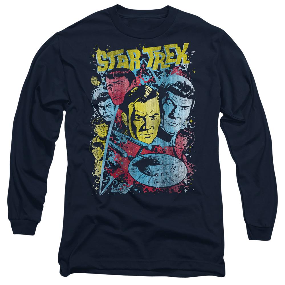 Navy - Side - Star Trek Unisex Adult Classic Crew Illustrated T-Shirt