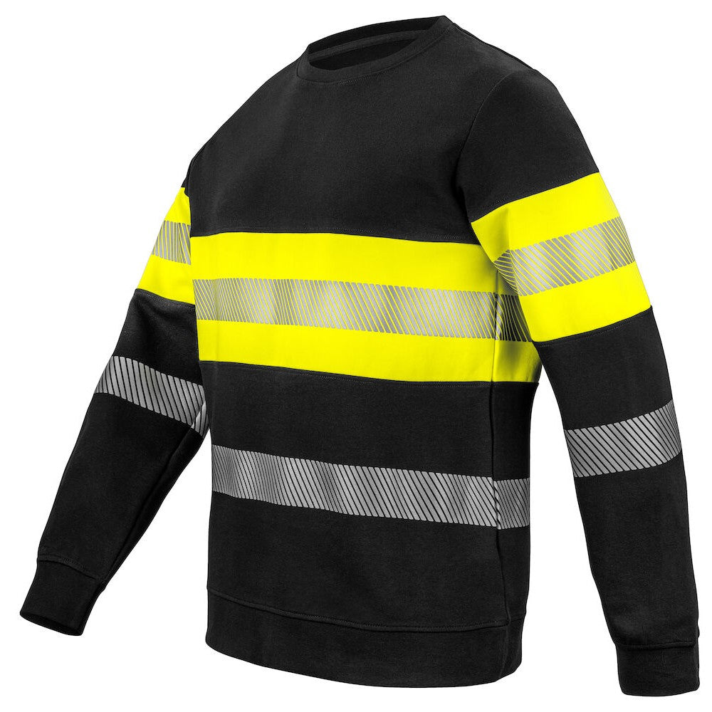 Yellow-Black - Pack Shot - Projob Mens Hi-Vis Work Sweatshirt