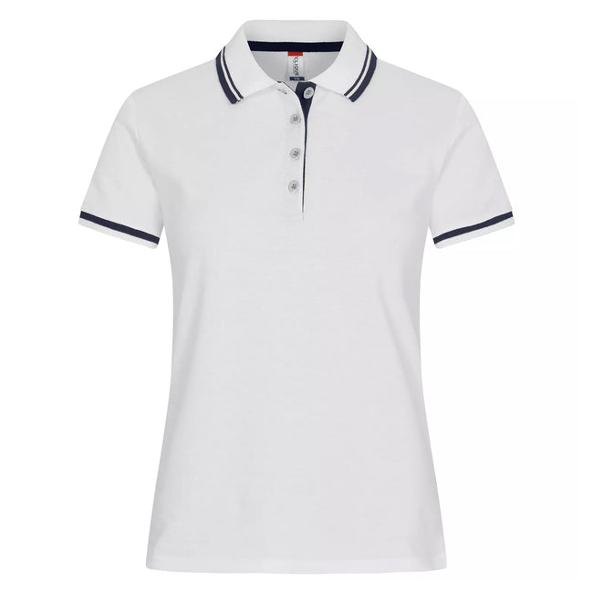 White - Front - Clique Womens-Ladies Astoria Polo Shirt
