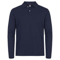 Navy - Front - Clique Mens Premium Stretch Long-Sleeved Polo Shirt