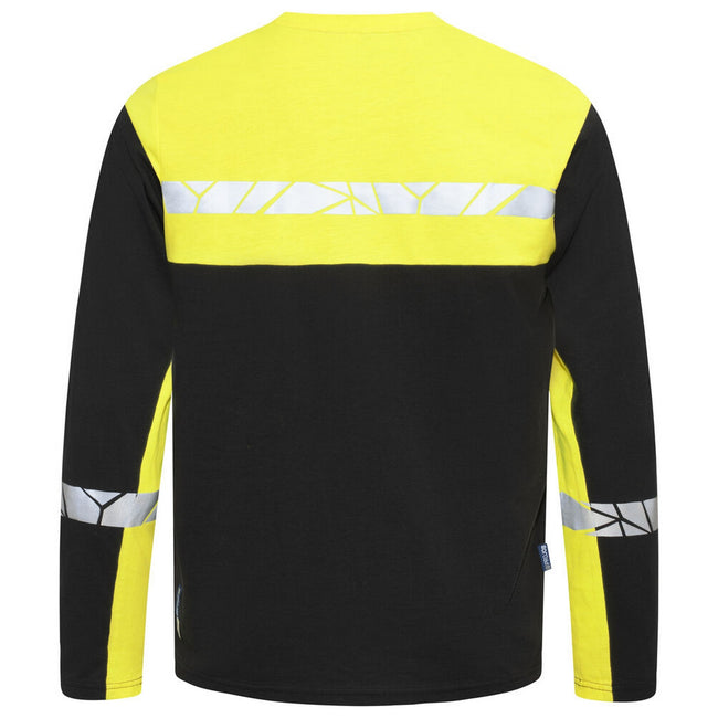 Black-Yellow - Back - Projob Mens Progression Hi-Vis Long-Sleeved T-Shirt