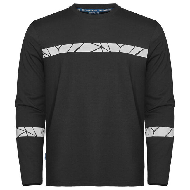 Black - Front - Projob Mens Progression Hi-Vis Long-Sleeved T-Shirt