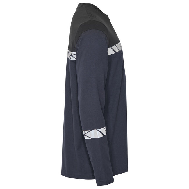 Navy-Black - Side - Projob Mens Progression Hi-Vis Long-Sleeved T-Shirt