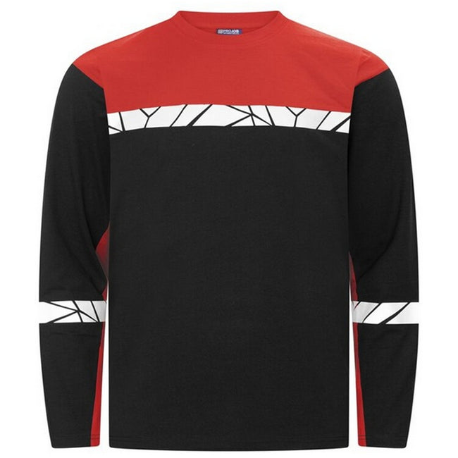 Black-Red - Front - Projob Mens Progression Hi-Vis Long-Sleeved T-Shirt