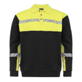 Black-Yellow - Front - Projob Mens Progression Hi-Vis Polo Sweatshirt