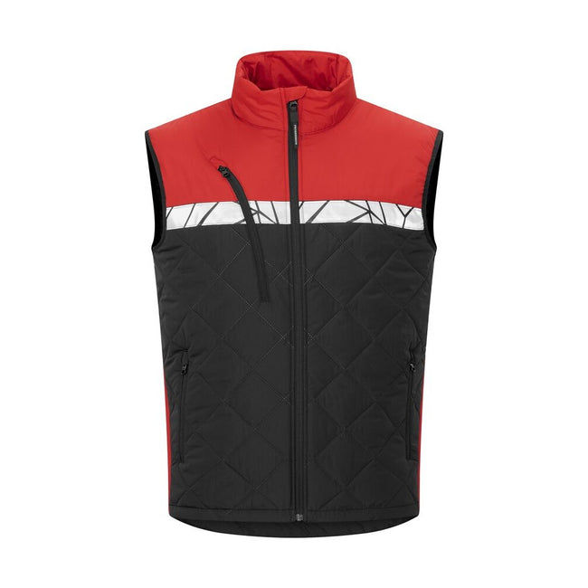 Black-Red - Front - Projob Mens 7700 Progression Gilet