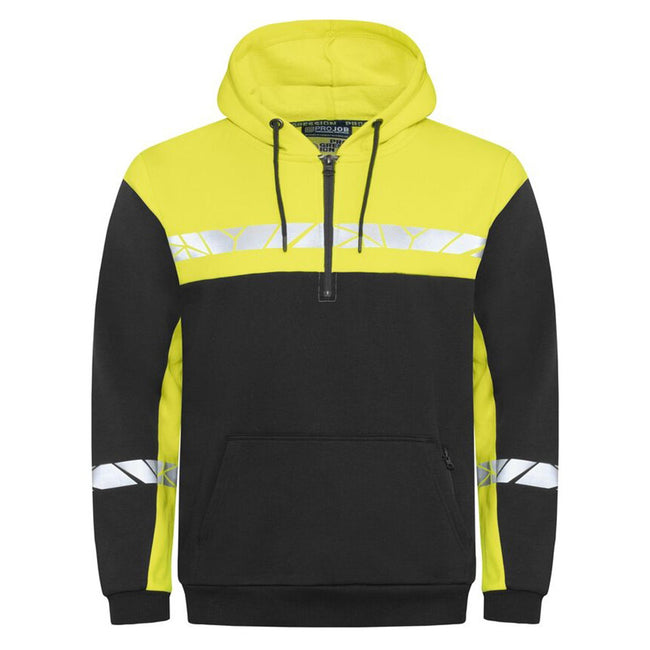 Black-Yellow - Front - Projob Mens Progression Half Zip Hoodie