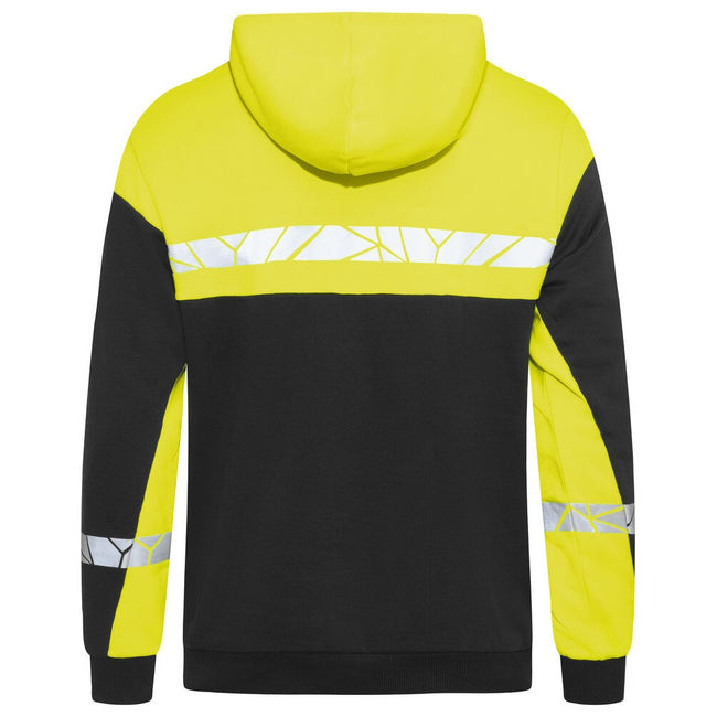 Black-Yellow - Back - Projob Mens Progression Half Zip Hoodie