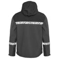 Grey-Black - Back - Projob Mens Progression Soft Shell Jacket