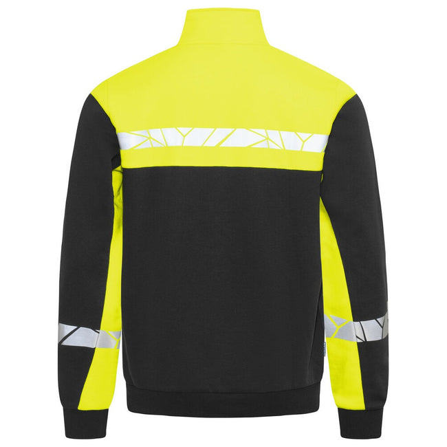 Black-Yellow - Back - Projob Mens Progression Half Zip Sweatshirt