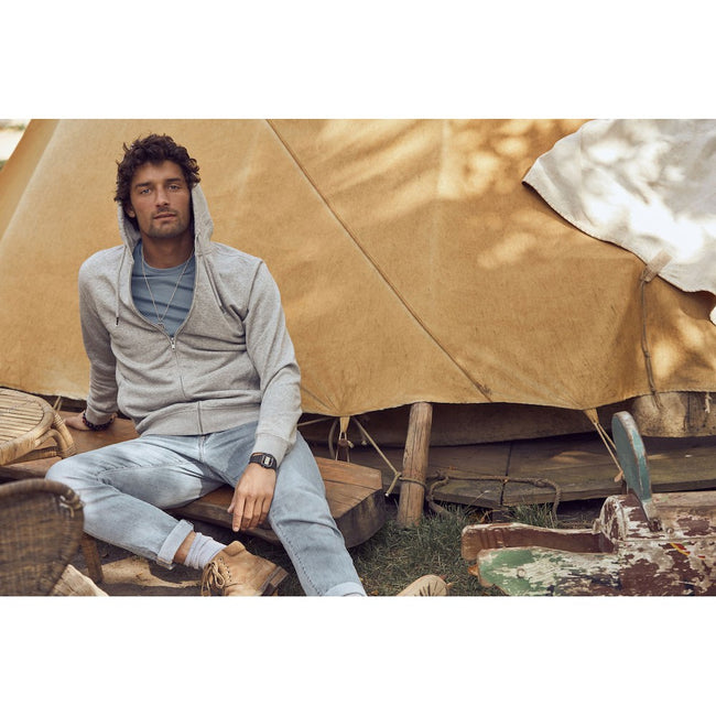 Grey Melange - Pack Shot - Clique Mens Premium Organic Cotton Full Zip Hoodie