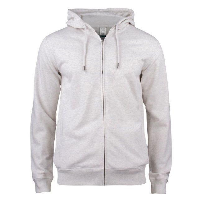Natural Melange - Front - Clique Mens Premium Organic Cotton Full Zip Hoodie
