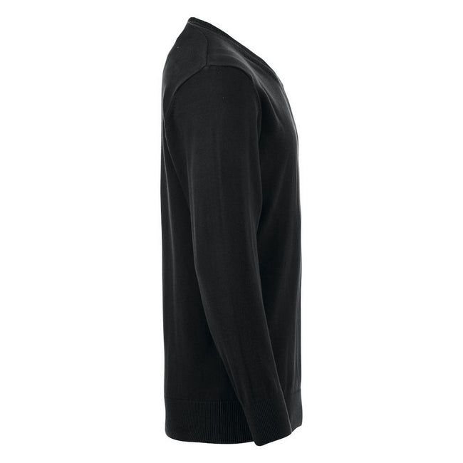 Black - Side - Clique Mens Aston Knitted V Neck Sweatshirt