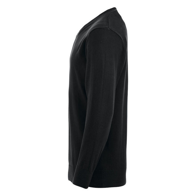 Black - Lifestyle - Clique Mens Aston Knitted V Neck Sweatshirt