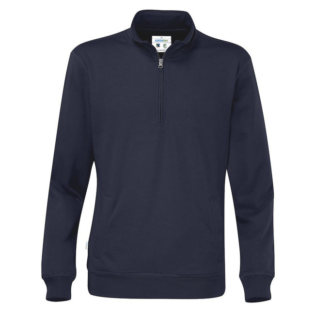 Navy - Front - Cottover Unisex Adult Half Zip Sweatshirt